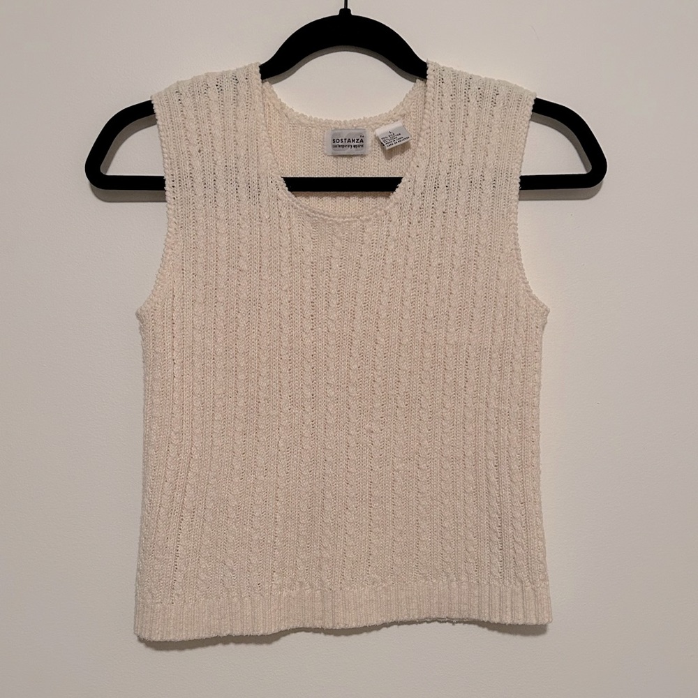 Vintage Cream Silk Blend Sweater Vest - Size Large